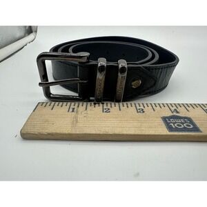 Versace Collection Mens Black Leather Belt Size 38 95/110 Made in Italy Gunmetal